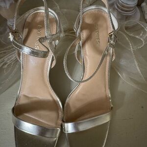 Express Women's Shiny Silver Strappy Sandals